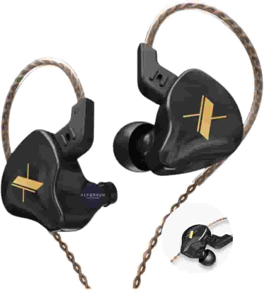 Fone de Ouvido Profissional KZ EDX Intra-auricular, Driver Dinâmico Magnético Composto de 10mm, Cabo Substituível, Original - Ideal para Cantores e Músicos - AlverSun (PRETO)