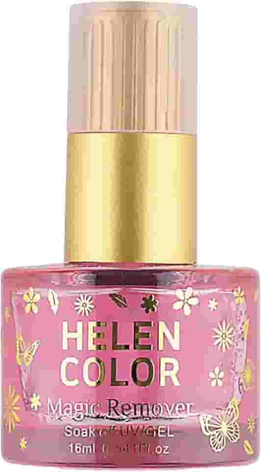 Helen Color Removedor de Esmalte Mágico, Líquido para Unhas, Frasco Decorado com Borboletas, Tampa Dourada, 16ml, Fórmula sem Acetona, para Uso Doméstico e Profissional (16ml Rosa)
