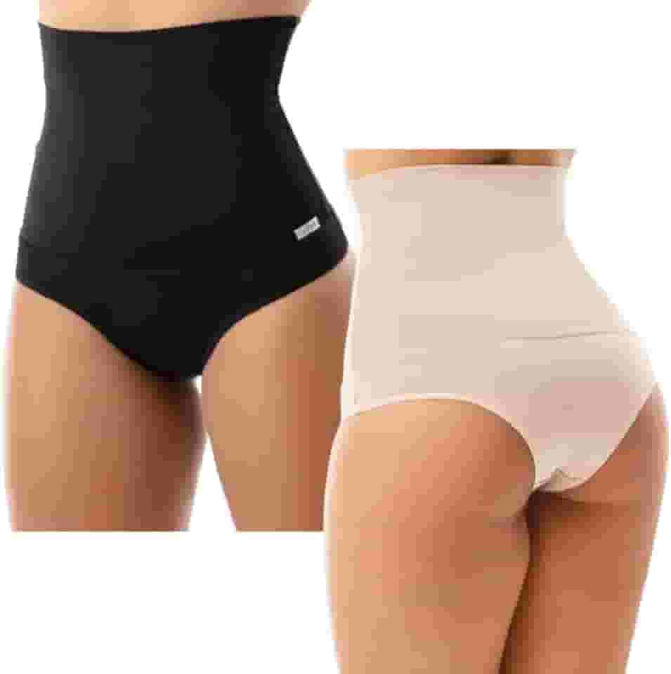 Kit 2 Calcinha Cintura Alta Segura Barriga Feminino Cinta Modeladora Conforto Compressão Cós Alto Pós Parto