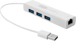 Hub USB A com 3 Portas e Adaptador de Rede Gigabit Knup, T133, 10/100 Mbps, Branco