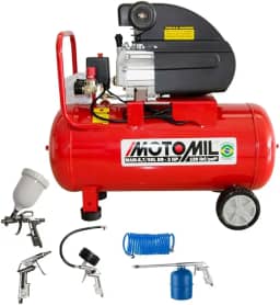 Motocompressor de Ar Motomil 8,7PCM 50 Litros com Motor 2HP MAM 8,7/50L Monofásico (220V) + Kit de Acessórios com 5 Peças