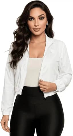 Jaqueta Feminina Corta Vento Microfibra Resistente à Água e Proteção UV