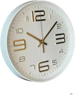 Relógio de Parede Minimalista Moderno Cozinha Quarto Sala Escritório 25cm x 4cm Decoração de Parede Organização Enfeites Utilidades Domésticas (BRANCO E DOURADO)