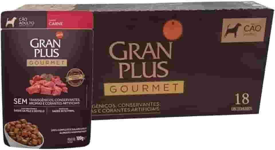 GRANPLUS SACHÊ GOURMET CAO ADULTO CARNE 100g - pack com 18 unidades