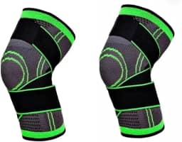 Kit com 2 Itens de Joelheira de Compressão Ajustável Antideslizante para Alívio de Dor e Suporte no Joelho – Ideal para Esportes, Corrida e Recuperação