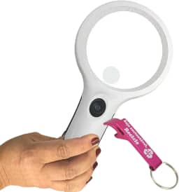 Lente de Aumento Lupa de Mão Com Luz 8 LEDs 1 LED UV + Chaveiro CBRN09107