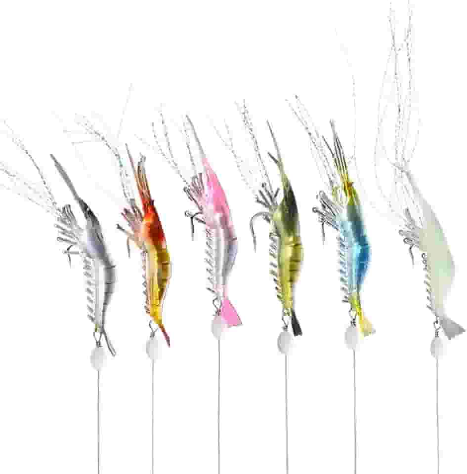 Kit 6 Iscas Camarão Artificial Robalo Tucunaré Corvina Pesca
