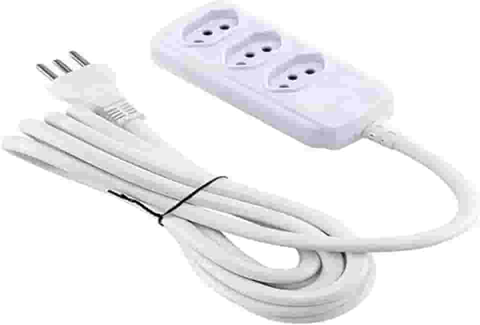 Extensao 3Mtrs Bivolt 20A Branca 3 Tomadas