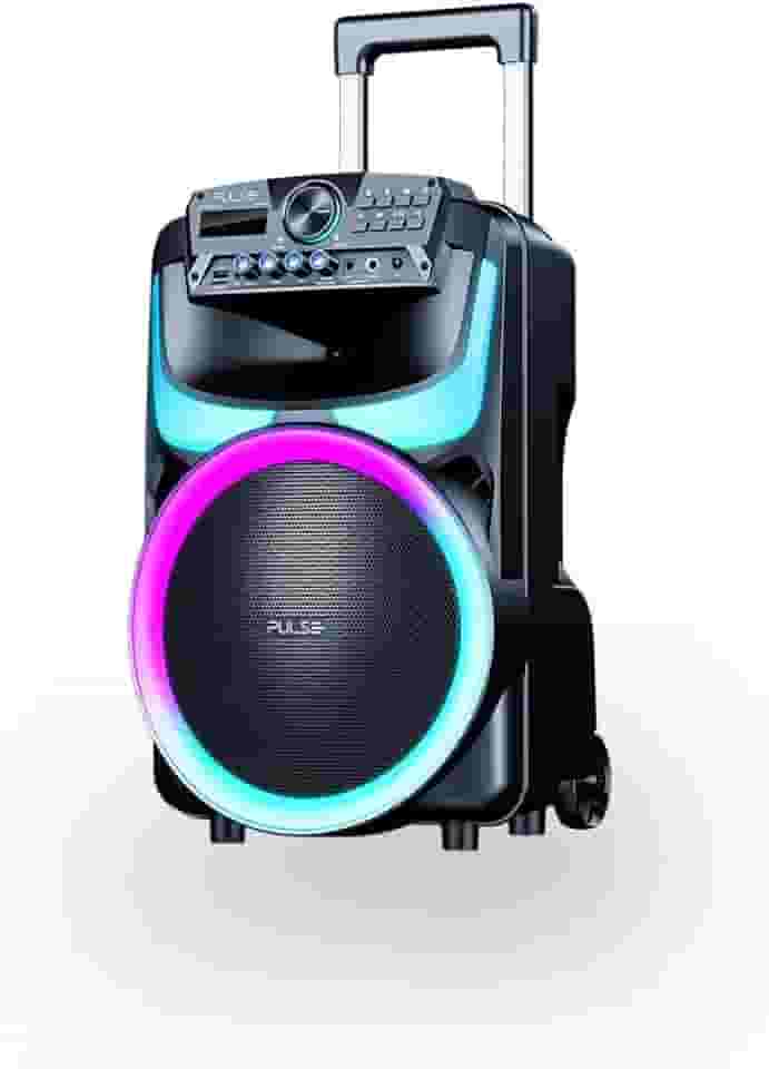 Caixa de Som Amplificada, Pulse Burst 400W, Cores RGB, Bluetooth, Entrada Auxiliar (AUX), USB, Cartão de Memória, P10 e Rádio FM, Até 5hrs de Bateria, Preto - SP405