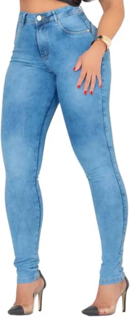 Calça Jeans Feminina Super Lycra Skinny Cintura Alta Slim - FBA