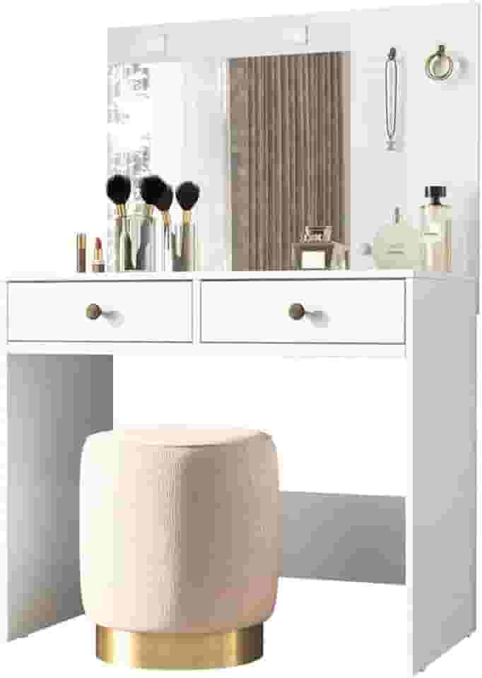 Penteadeira Camarim Com Espelho 9924 Branco Moval