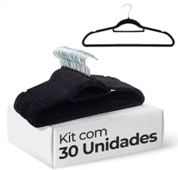 Cabides de Veludo Antideslizante Slim Adulto Premium Roupas Antiderrapante Cabide de Terno com Gancho Giratório 360 Graus Resistente Ultra Fino Economia de Espaço (Preto, 30)