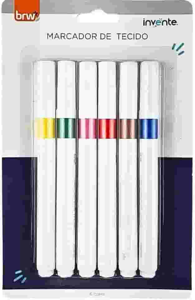 Caneta para Tecido Blister com 6 Cores, BRW
