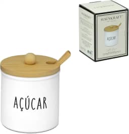 Haüskraft- Açucareiro de vidro com colher e tampa de bambu Doha 300 ml