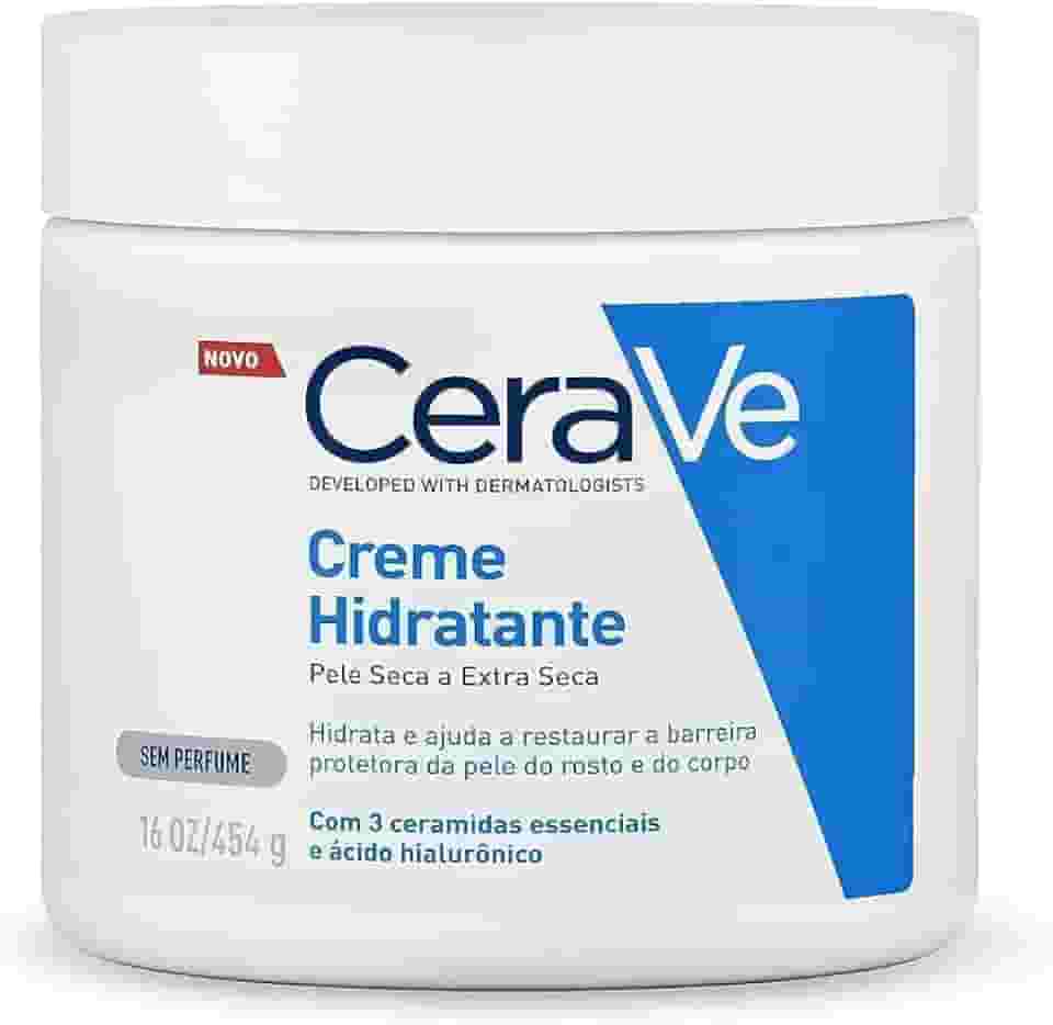 CeraVe Creme Hidratante Corporal, para Pele Seca a Extra Seca, com 3 Ceramidas Essenciais e Ácido Hialurônico, Hidratação Profunda e Duradoura, Tecnologia MVE, Sem Perfume, 453g
