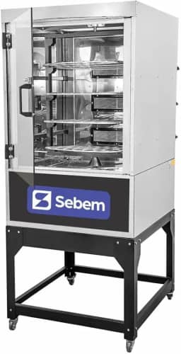 Máquina de Assar Assador Forno Rotativo a Gás para Carne 70kg ou 32 Frangos 4 Grelhas Giratório Sebem