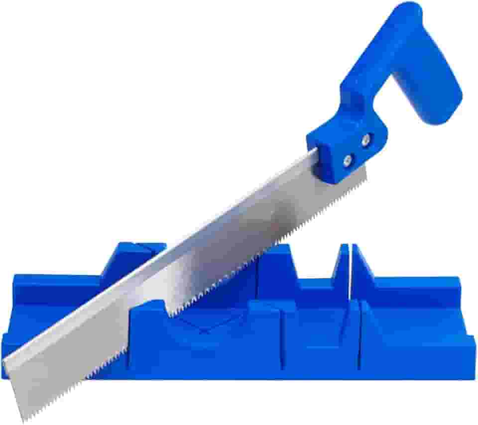 Kit Gabarito Caixa Meia Esquadria Com Serrote Serra Costa Corta Ângulos 12 Polegadas