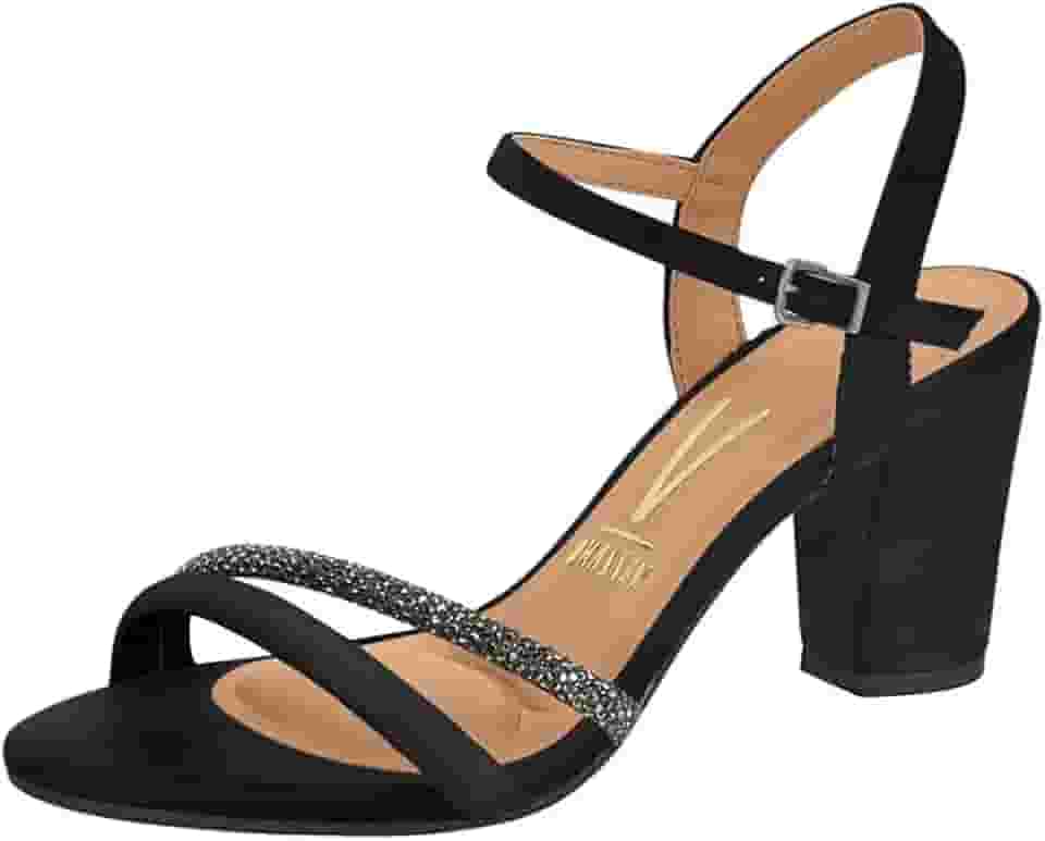 Sandália Feminina Salto Bloco Strass Vizzano Original Confortável