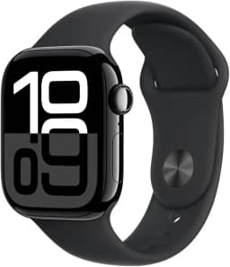 Apple Watch Series 10 GPS • Caixa preta brilhante de alumínio – 42 mm • Pulseira esportiva preta – M/G