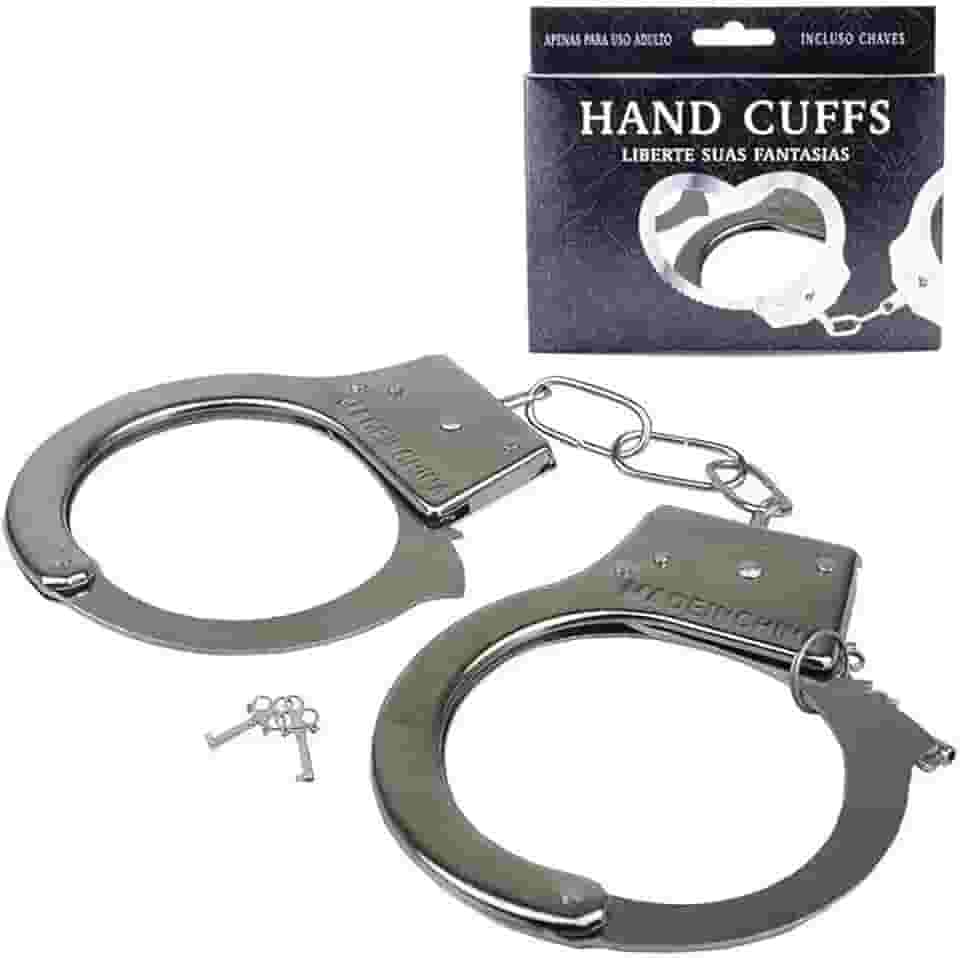 Algema de Metal com Par de Chaves e Trava de Segurança Cromado - Youvibe REF:AL001