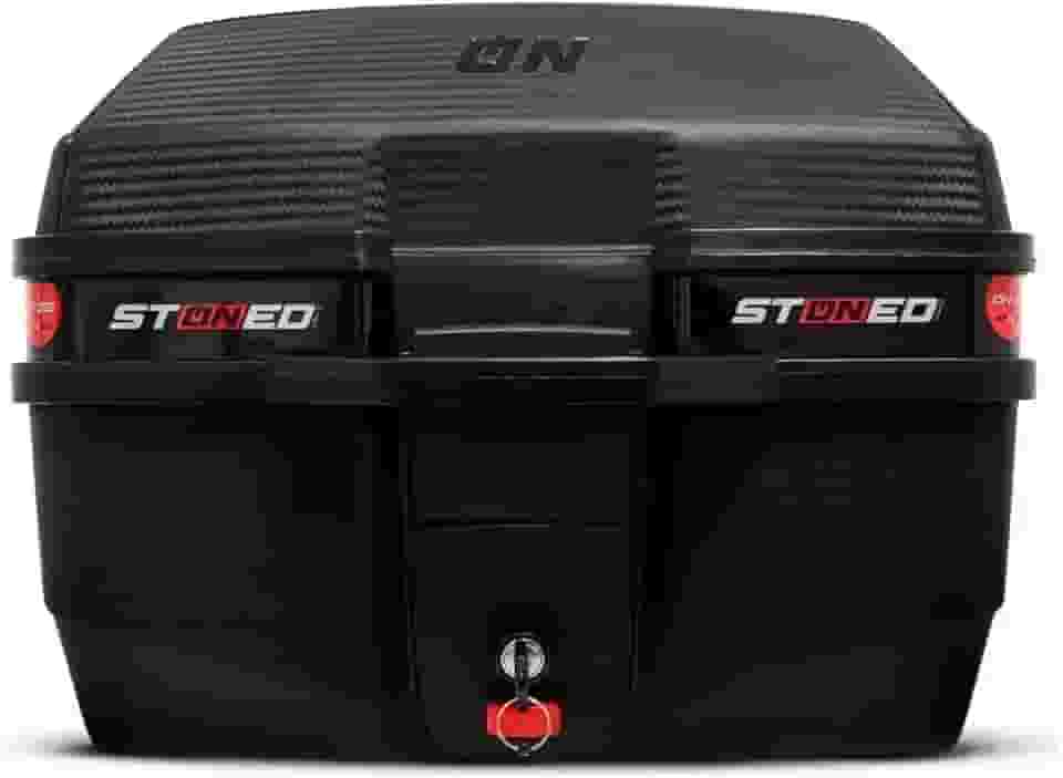 Baú Moto Bauleto Stoned tracker 35 Litros C/Base Universal Traseiro com Faixa Preta