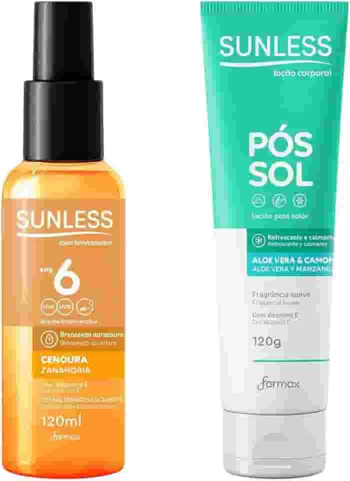 Kit Sunless Bronzeador Cenoura 120ml + Pós-Sol Aloe 120ml