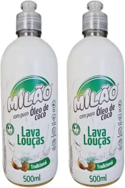 Detergente Lava Louças Coco 1L Milão Vegano Hipoalergênico para Peles Sensíveis(2x500ml)