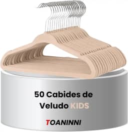Kit 50 Cabides Veludo Infantil Slim Ultrafino Bege/Creme