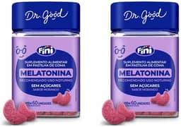 Kit 2x Melatonina Sabor Morango 2x60 Gomas Fini Dr Good