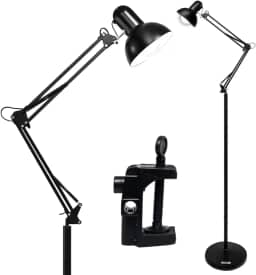 Luminária De Chão Articulada 1,9m Abajur De Chão Escritório Preta
