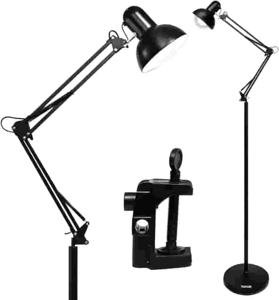 Luminária De Chão Articulada 1,9m Abajur De Chão Escritório Preta