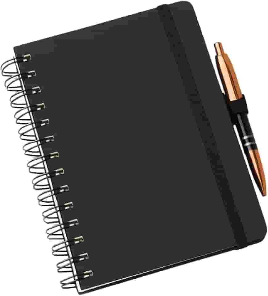 Caderneta Anotações Estilo Wire-o Pautada ou Sem Pauta Caderno Espiral A5 Capa Dura Escolar Trabalho Planejamento Diário (Preto- Pautada)