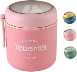 Pote Térmico Com Colher Para Alimentos Pote Térmico para Frutas e Sopa Em Aço Inox 530ml (Rosa)