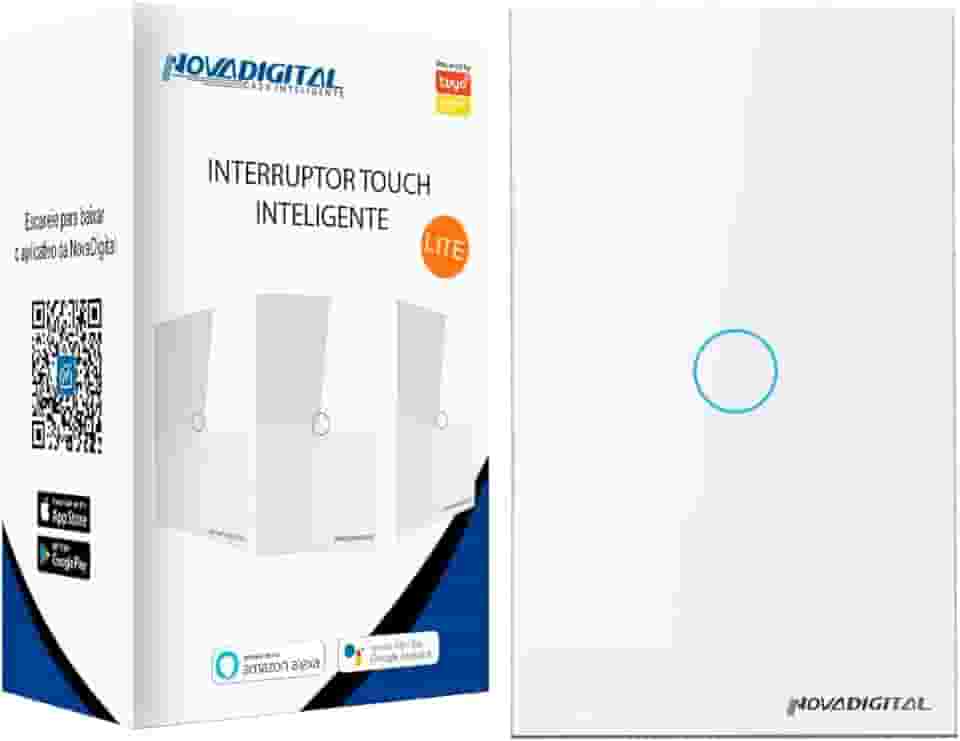 Interruptor Touch Led 1 Botão Lite Wi-fi Novadigital Smart Home Google Home Alexa Automação Residencial