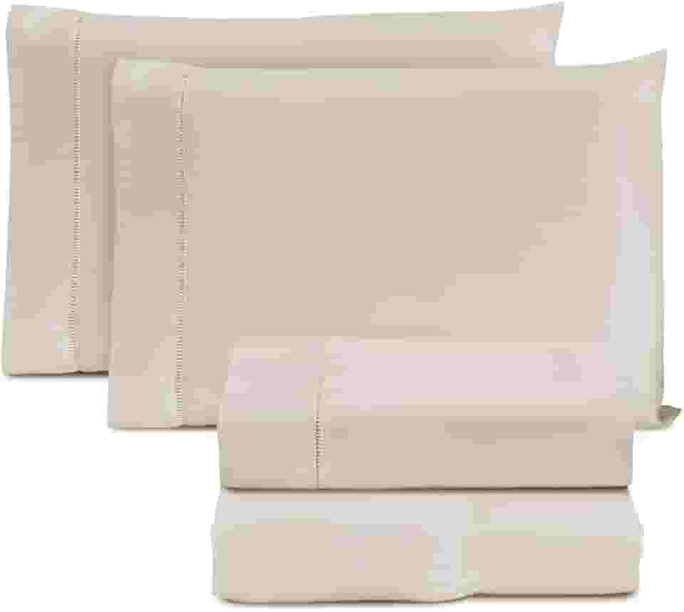 Jogo de Cama Casal Padrão Percal 400 Fios Ponto Palito 04 Peças, Antiácaro, Não faz bolinha Toque Extra Macio – Palha