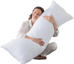 BedTreat Travesseiro de corpo inteiro para adultos - Travesseiro de corpo macio e fofo para quem dorme de lado - Enchimento de travesseiro de corpo longo e respirável (50 x 137, branco)