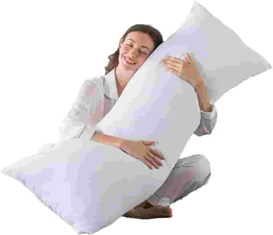 BedTreat Travesseiro de corpo inteiro para adultos - Travesseiro de corpo macio e fofo para quem dorme de lado - Enchimento de travesseiro de corpo longo e respirável (50 x 137, branco)