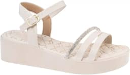 Sandálias Femininas Anabela Ortopédica Anatomica, Tiras de Strass 8501