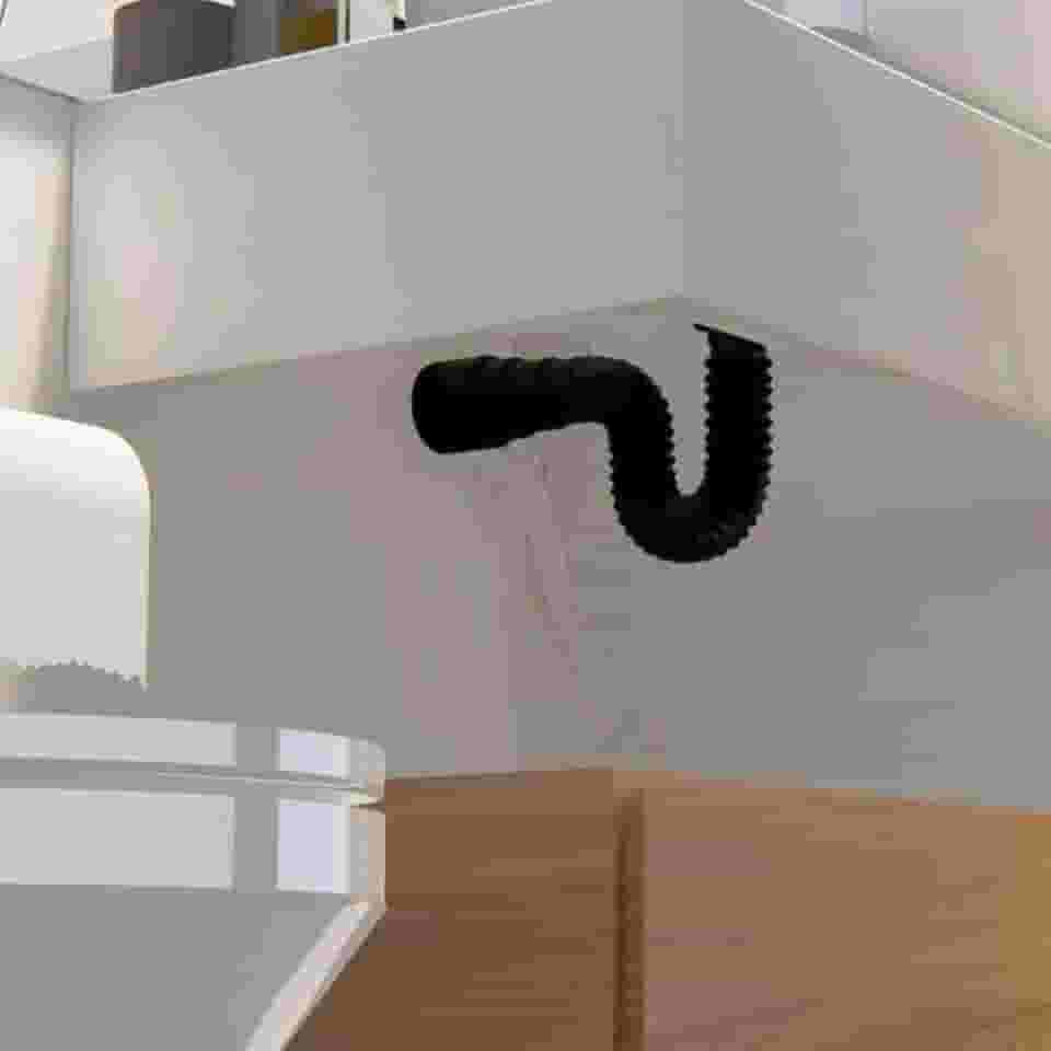 Sifão Sanfonado Flexível Preto Cozinha Pia Banheiro Tanque