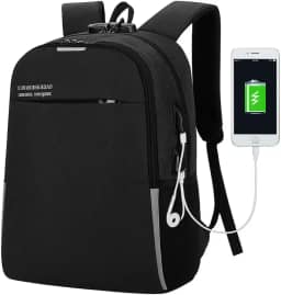 Mochila Antifurto com Cadeado, Entrada USB e Fone de Ouvido, Compartimento para Notebook, Resistente à Água