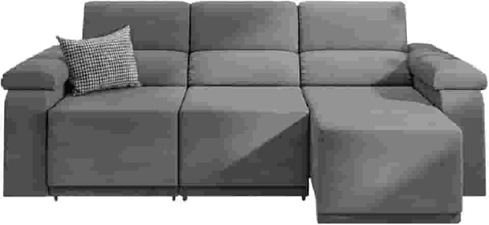 Sofá Retrátil Desmontável Suede 2,15m 3 Lugares Fox Cinza Selmer