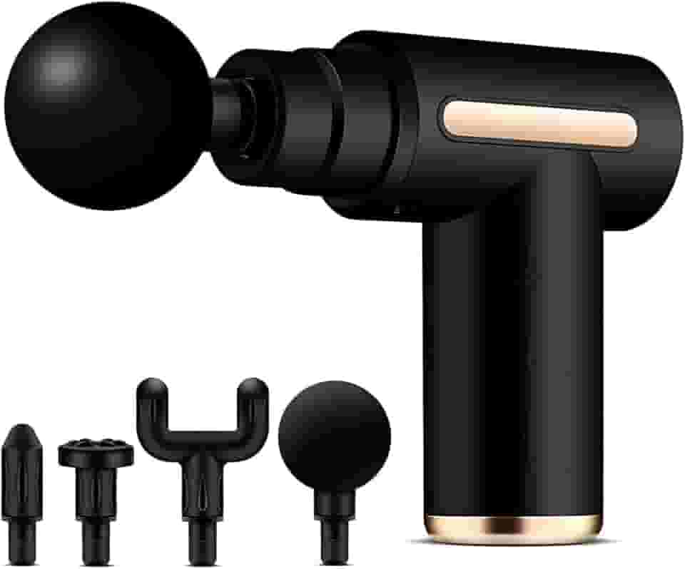 Massageador Elétrico Pistola Muscular Profissional Recarregável 4 Ponteiras Massagem Relaxante Alívio Dores Pós-Treino Miofascial Fitness Corpo Inteiro Esportivo Portátil Silencioso Premium