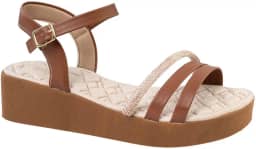 Sandálias Femininas Anabela Ortopédica Anatomica, Tiras de Strass 8501