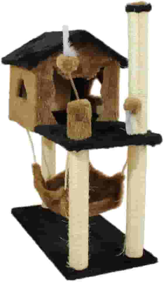 Arranhador Playground Casa Gato Brinquedo Sisal Marrom Claro