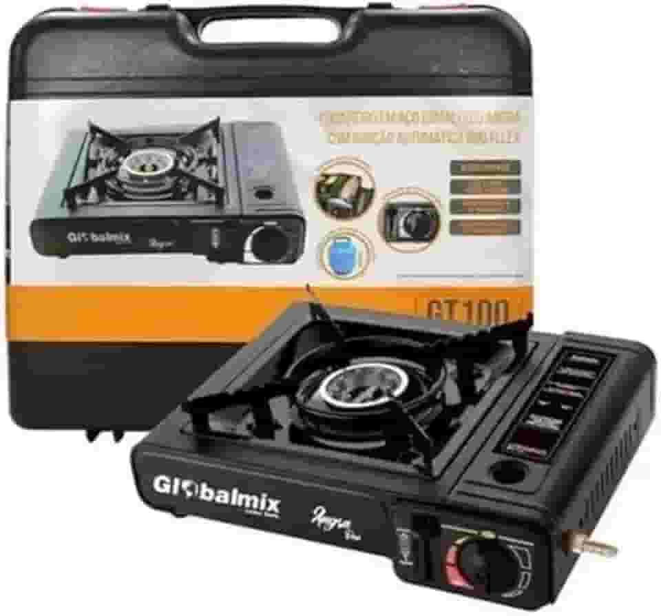 Fogareiro Portátil Globalmix para Camping GT100 em Aço Esmaltado a Gás com Ignição Automática