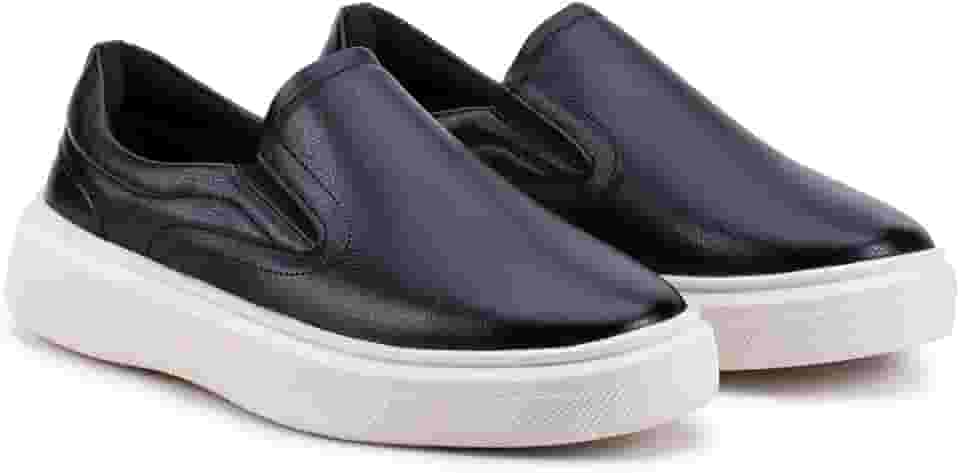 Tênis Slip On Iate Masculino Couro Confortável Calce Fácil