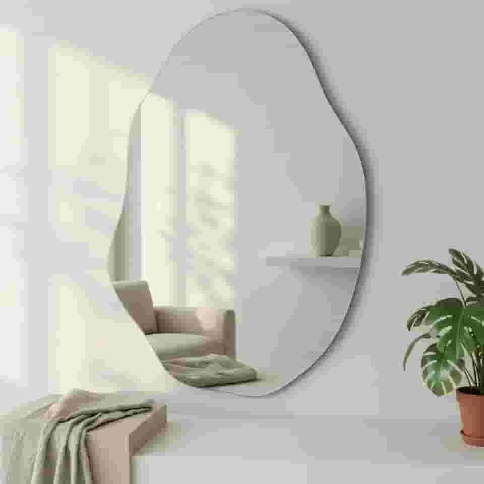 Espelho Orgânico Lapidado Vênus 70x50 Com Suporte Decoração Banheiro Quarto Sala