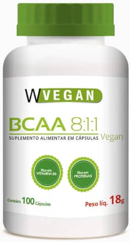W Vegan BCAA Vegan 100 Cápsulas, Sem cor