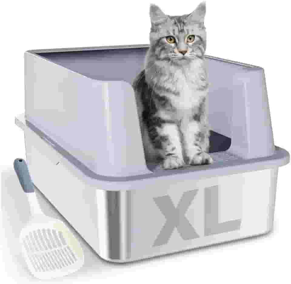 Caixa de Areia Fechada Grande de Aço Inoxidável,Banheiro Gato Fechado,Caixa Areia Gato com Pa