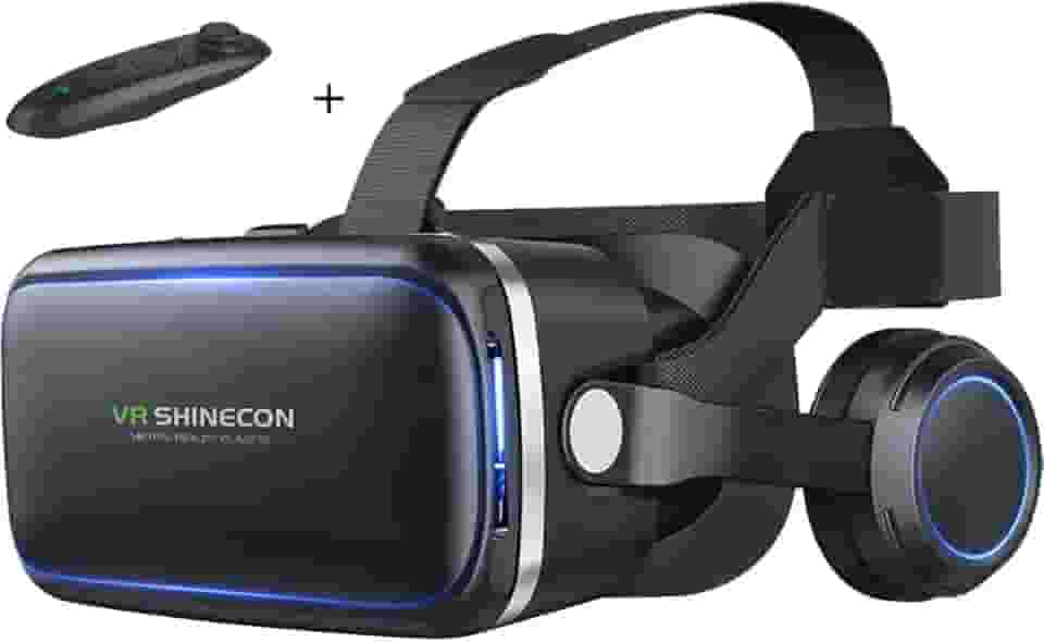 Thecoopidea Headset VR Compatível com Smartphone (3,4'-6,3') - Óculos de Realidade Virtual com Fone de Ouvido e Controlador para Jogos e Filmes - Azul